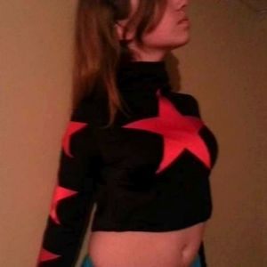 Evil Star Girl DC Comic Cosplay Costume Dance Top Black and Red Made to Order
